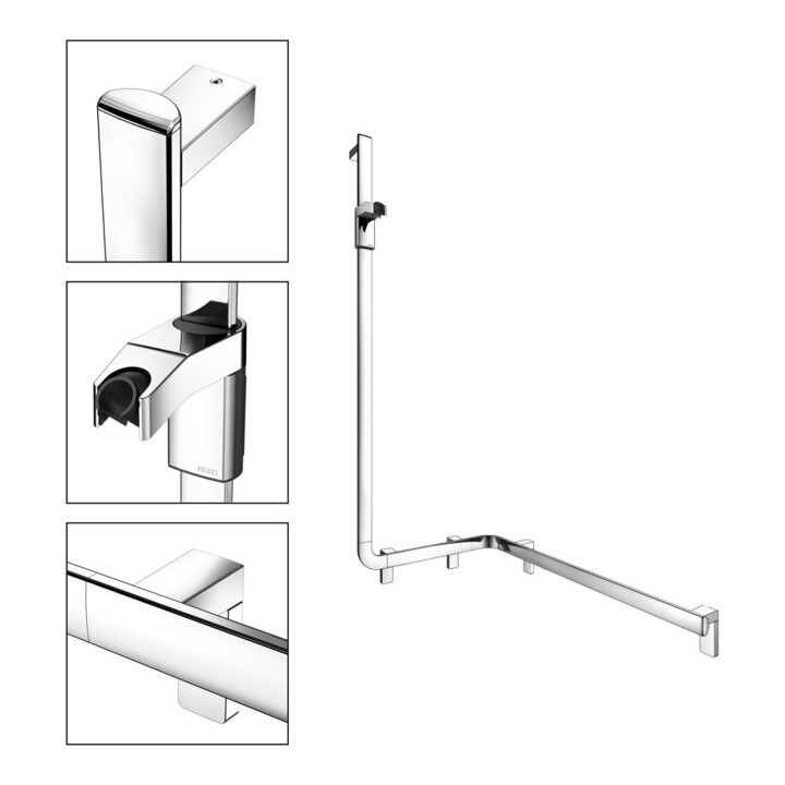 Keuco AXESS Barre de douche chromée 850 mm, avec barre de douche, version gauche