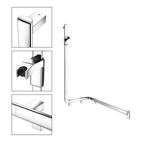 Keuco AXESS Barre de douche chromée 850 mm, avec barre de douche, version gauche