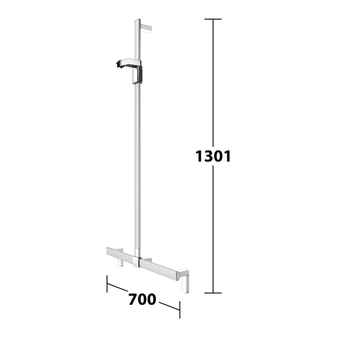 Keuco AXESS Barre de douche en alu anodisé argenté, 700 mm, avec support de douche