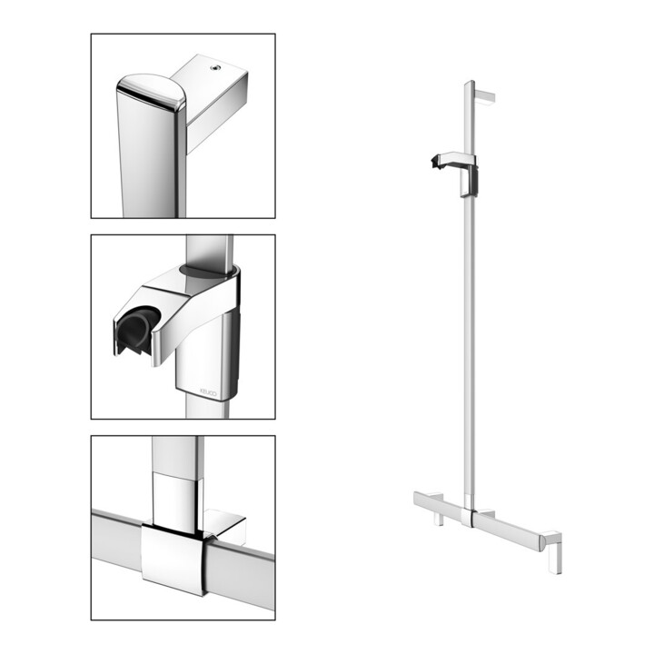 Keuco AXESS Barre de douche en alu anodisé argenté, 700 mm, avec support de douche