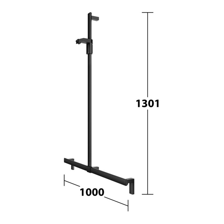Keuco AXESS Barre de douche noir mat, 1000 mm, avec support de douche