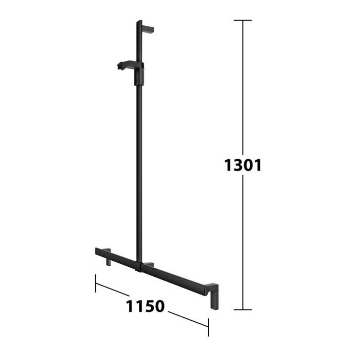 Keuco AXESS Barre de douche noir mat, 1150 mm, avec support de douche