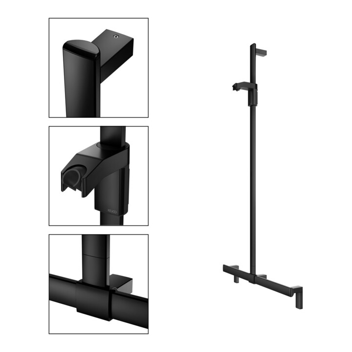Keuco AXESS Barre de douche noir mat, 700 mm, avec support de douche