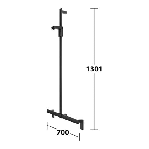 Keuco AXESS Barre de douche noir mat, 700 mm, avec support de douche
