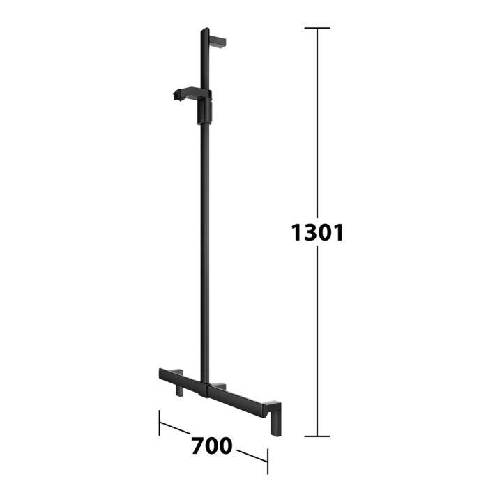 Keuco AXESS Barre de douche noir mat, 700 mm, avec support de douche