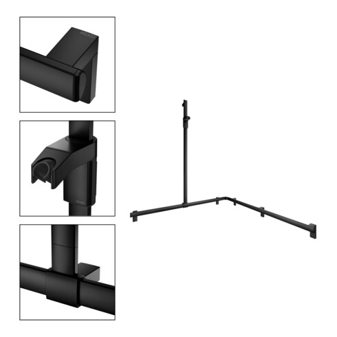 Keuco AXESS Barre de douche noire, 1150/1150 mm, barre de douche, version gauche
