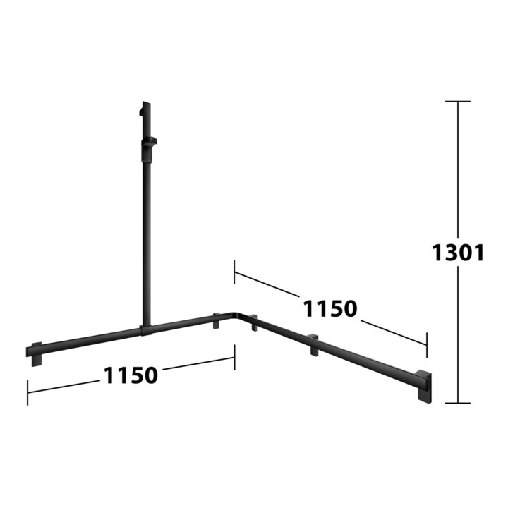 Keuco AXESS Barre de douche noire, 1150/1150 mm, barre de douche, version gauche