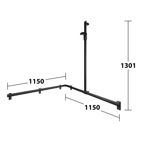 Keuco AXESS Barre de douche noire, 1150/1150mm, avec barre de douche, version droite