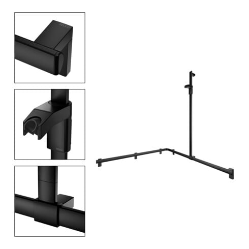 Keuco AXESS Barre de douche noire, 1150/1150mm, avec barre de douche, version droite