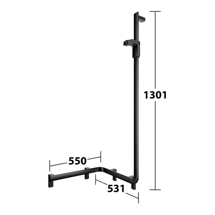 Keuco AXESS Barre de douche noire, 550 mm, avec barre de douche, version droite