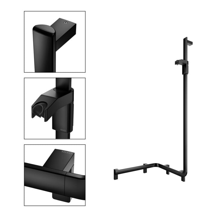 Keuco AXESS Barre de douche noire, 550 mm, avec barre de douche, version droite