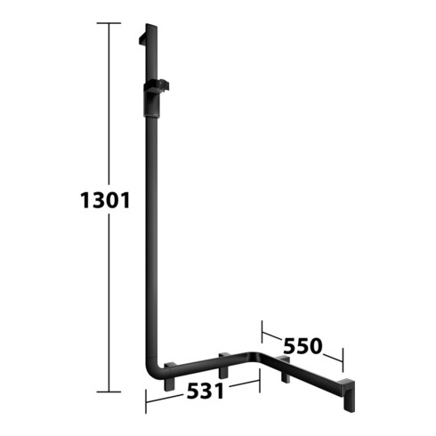 Keuco AXESS Barre de douche noire, 550 mm, avec barre de douche, version gauche