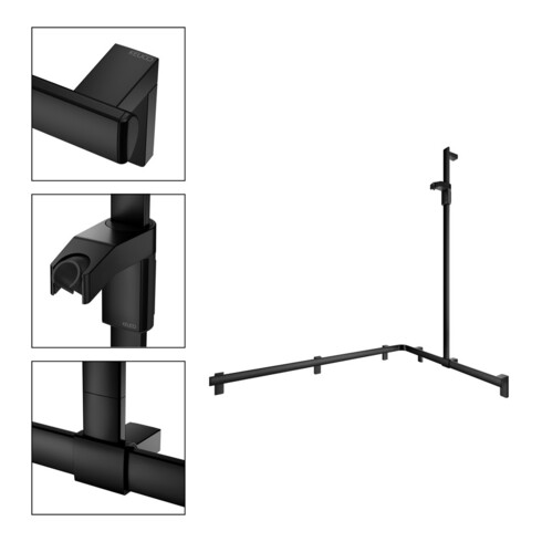 Keuco AXESS Barre de douche noire, 850/1150 mm, avec barre de douche, version droite