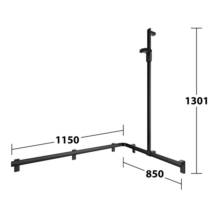 Keuco AXESS Barre de douche noire, 850/1150 mm, avec barre de douche, version droite