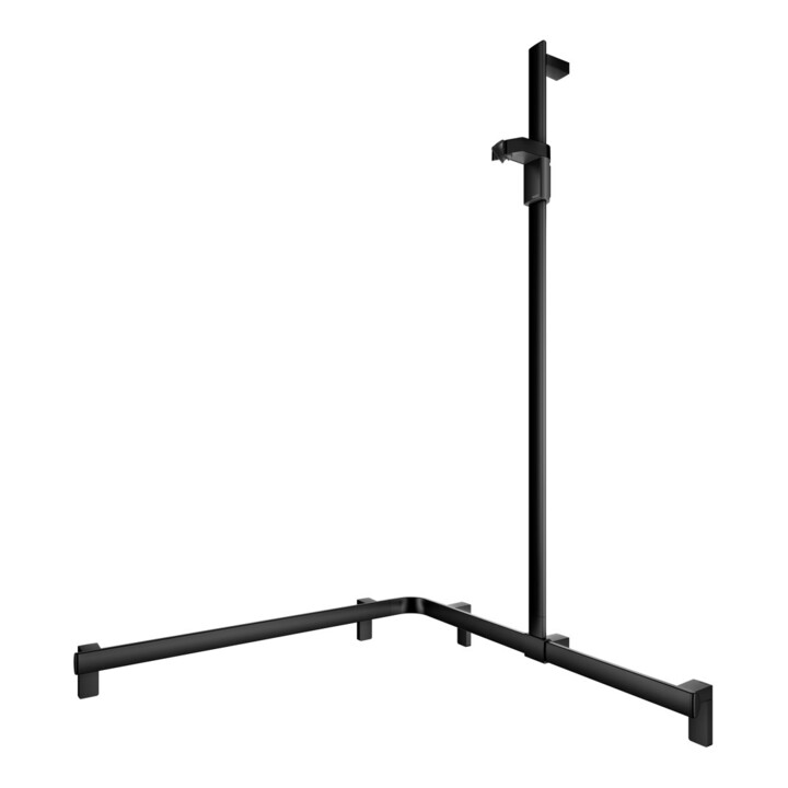 Keuco AXESS Barre de douche noire, 850/850 mm, avec support, version droite