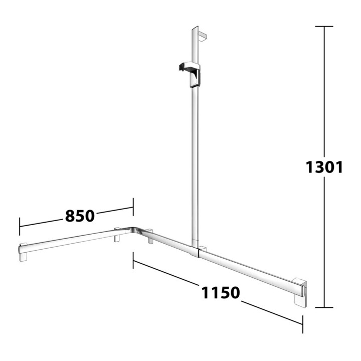 Keuco AXESS barre de douche vc, 1150/850 mm, avec barre de douche, version droite