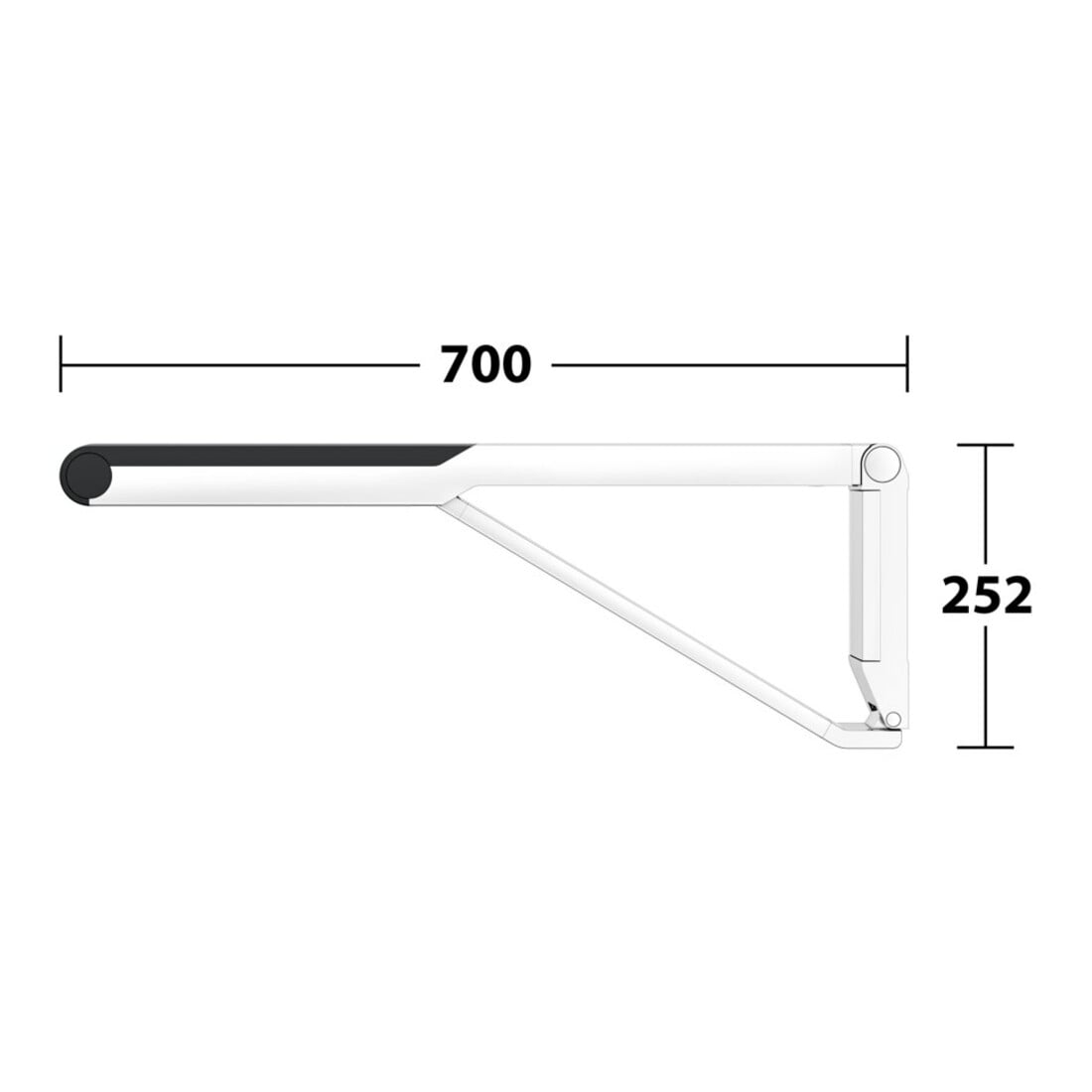 Keuco AXESS Poignée rabattable WC chromé/noir, 700 mm