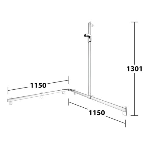 Keuco AXESS vc Barre de douche, 1150/1150 mm, avec barre de douche, version droite