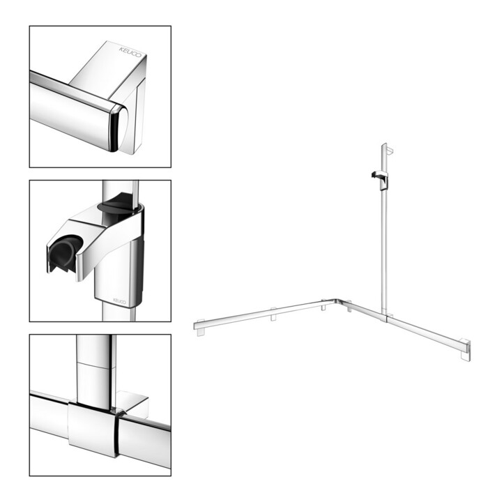 Keuco AXESS vc Barre de douche, 1150/1150 mm, avec barre de douche, version droite