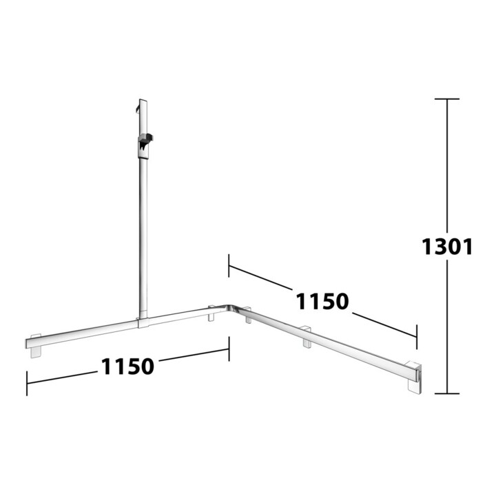 Keuco AXESS vc barre de douche, 1150/1150 mm, avec barre de douche, version gauche