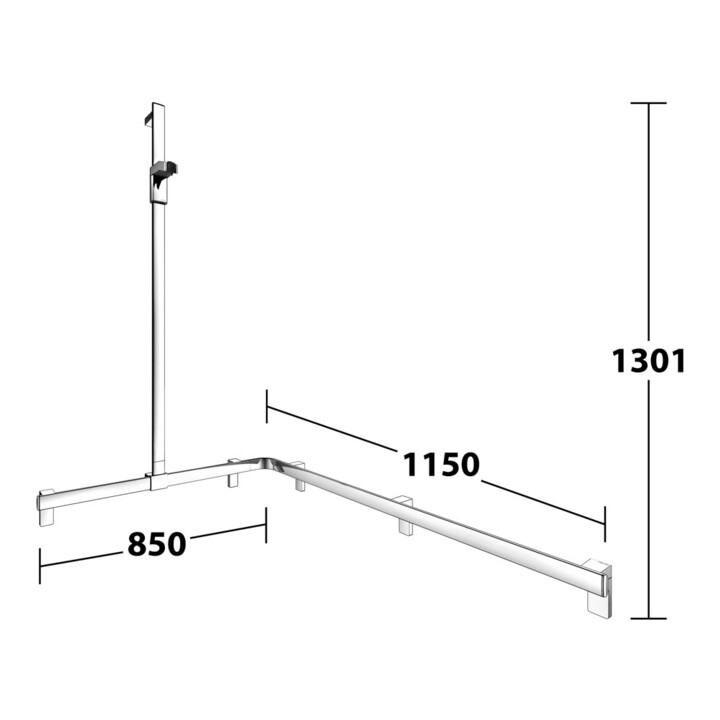Keuco AXESS vc, barre de douche 1150/850 mm, avec support de douche, version gauche