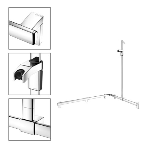 Keuco AXESS vc barre de douche, 850/1150 mm, avec barre de douche, version droite