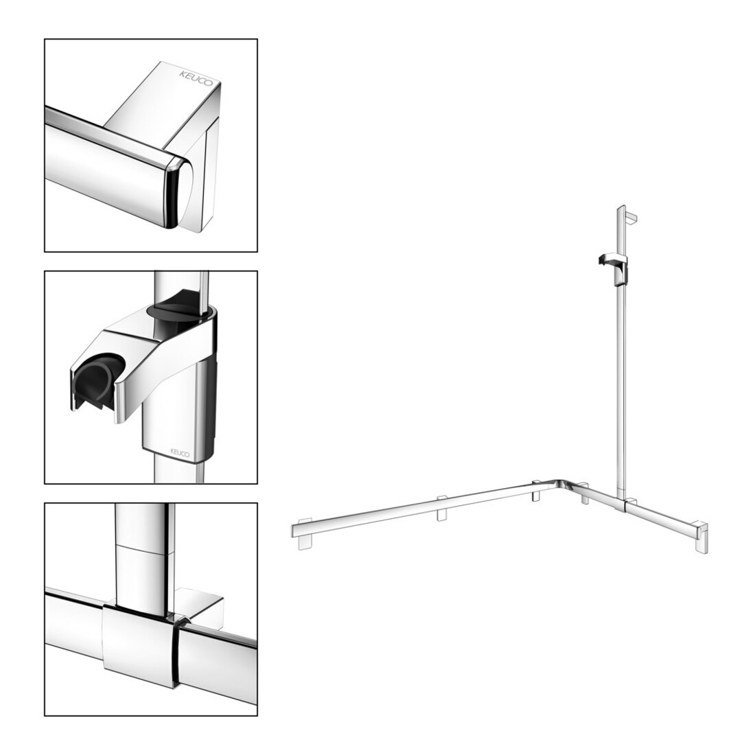 Keuco AXESS vc barre de douche, 850/1150 mm, avec barre de douche, version droite