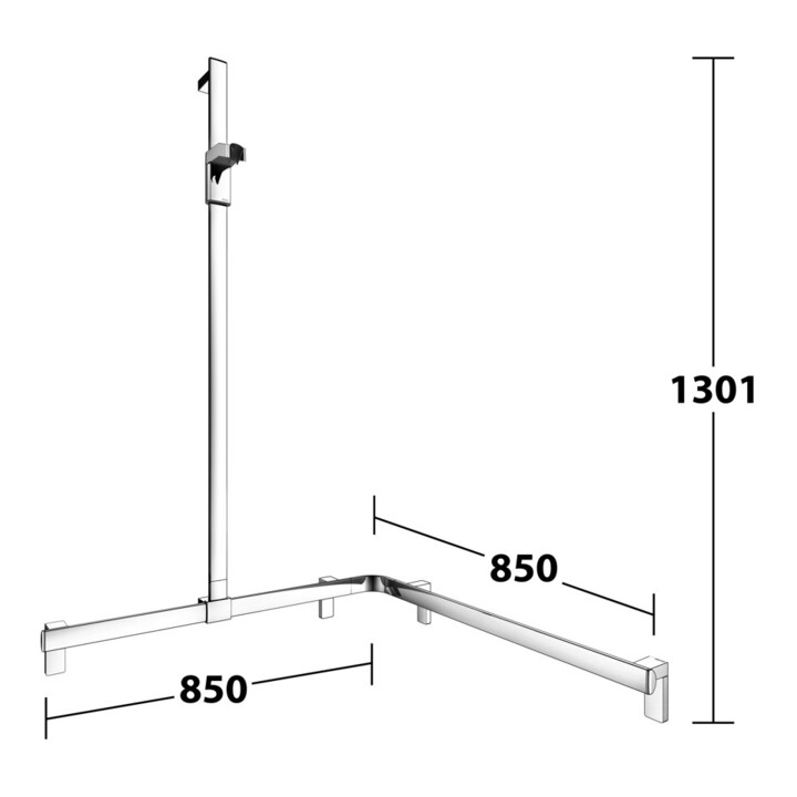 Keuco AXESS vc barre de douche, 850/850 mm, avec barre de douche, version gauche