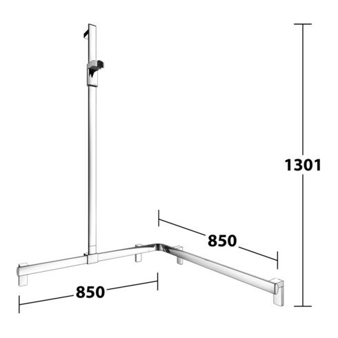 Keuco AXESS vc barre de douche, 850/850 mm, avec barre de douche, version gauche