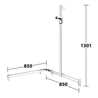 Keuco AXESS vc Barre de douche, 850/850mm, avec barre de douche, version droite