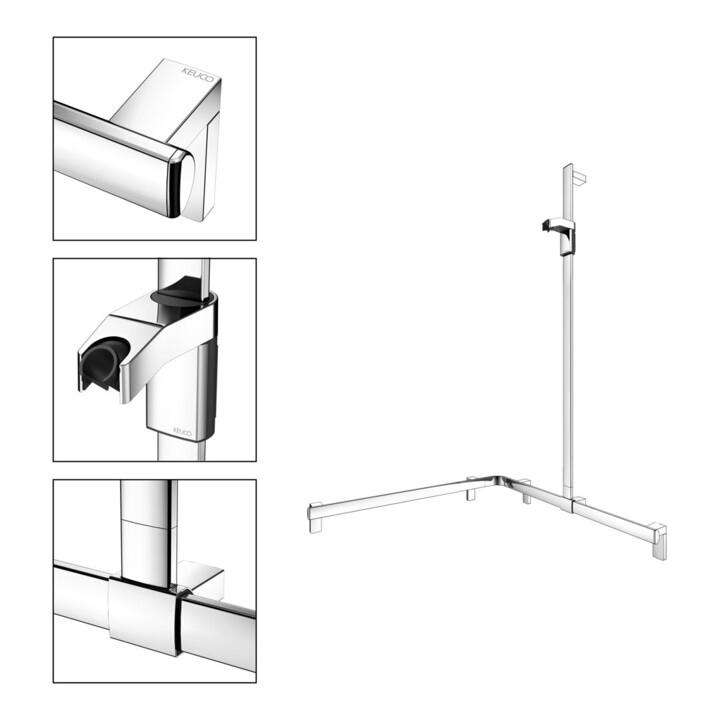 Keuco AXESS vc Barre de douche, 850/850mm, avec barre de douche, version droite