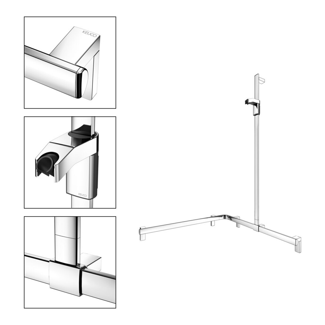 Keuco AXESS vc Barre de douche, 850/850mm, avec barre de douche, version droite