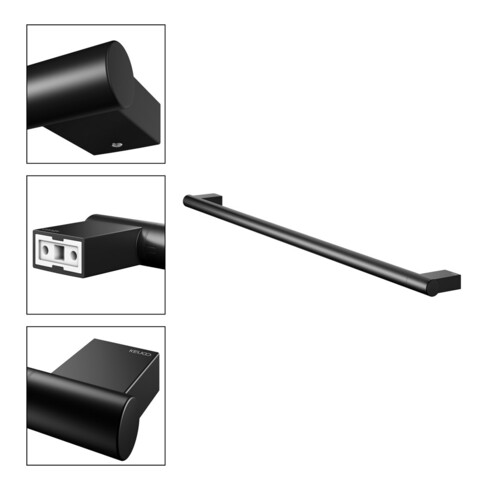 Keuco Badetuchhalter Plan Breite 851mm, schwarz-matt