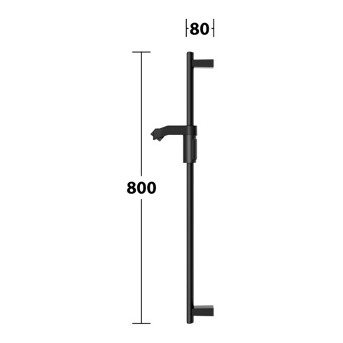 Keuco Barre de douche AXESS 800 mm, noir mat