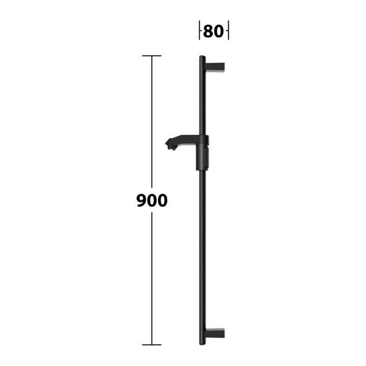 Keuco Barre de douche AXESS 900 mm, noir mat