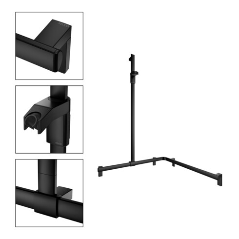 Keuco Barre de douche AXESS noire mate, 850/850 mm, avec barre de douche, version gauche