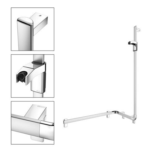 Keuco Barres de douche AXESS AL si-el/vc, 850 mm, avec support mural, droite