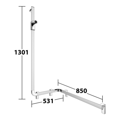 Keuco Barres de douche AXESS AL si-el/vc, 850 mm, avec support, version gauche