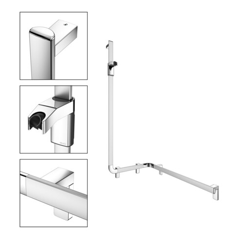 Keuco Barres de douche AXESS AL si-el/vc, 850 mm, avec support, version gauche