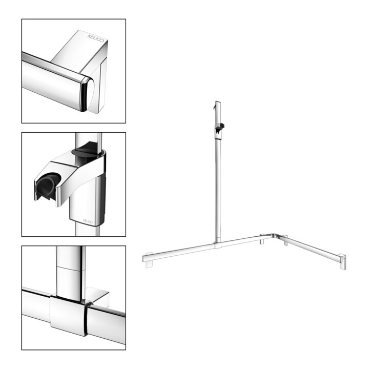Keuco Barres de douche AXESS vc, 850/1150 mm, avec barre de douche, version gauche