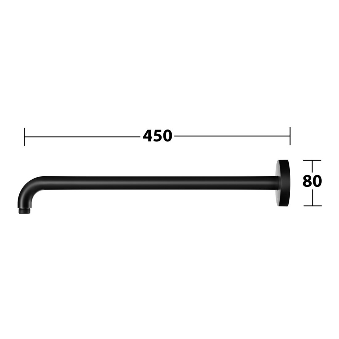 Keuco Bras de douche 450 mm, noir mat, raccord mural, rosace ronde
