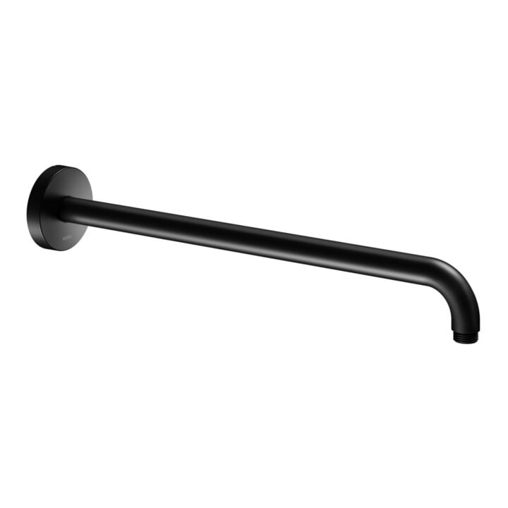 Keuco Bras de douche 450 mm, noir mat, raccord mural, rosace ronde