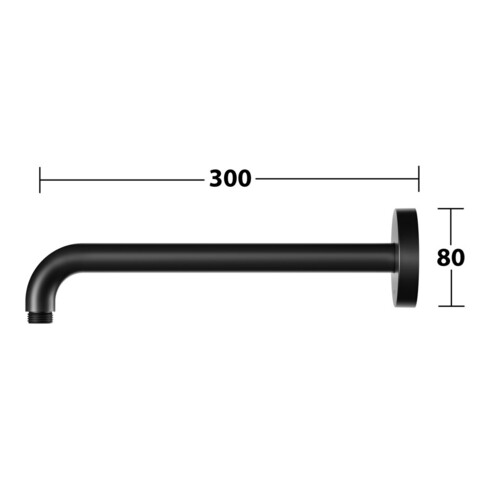 Keuco Bras de douche Sortie 300 mm, noir mat, raccord mural, rosace ronde