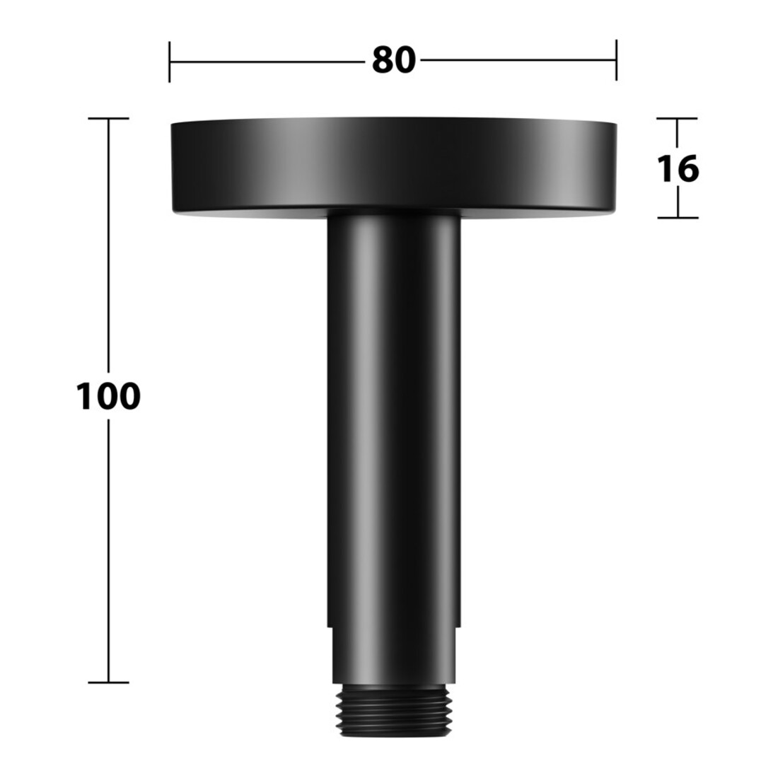 Keuco Brausearm A 100mm, sw ma, Deckenanschluss, Ros. rd