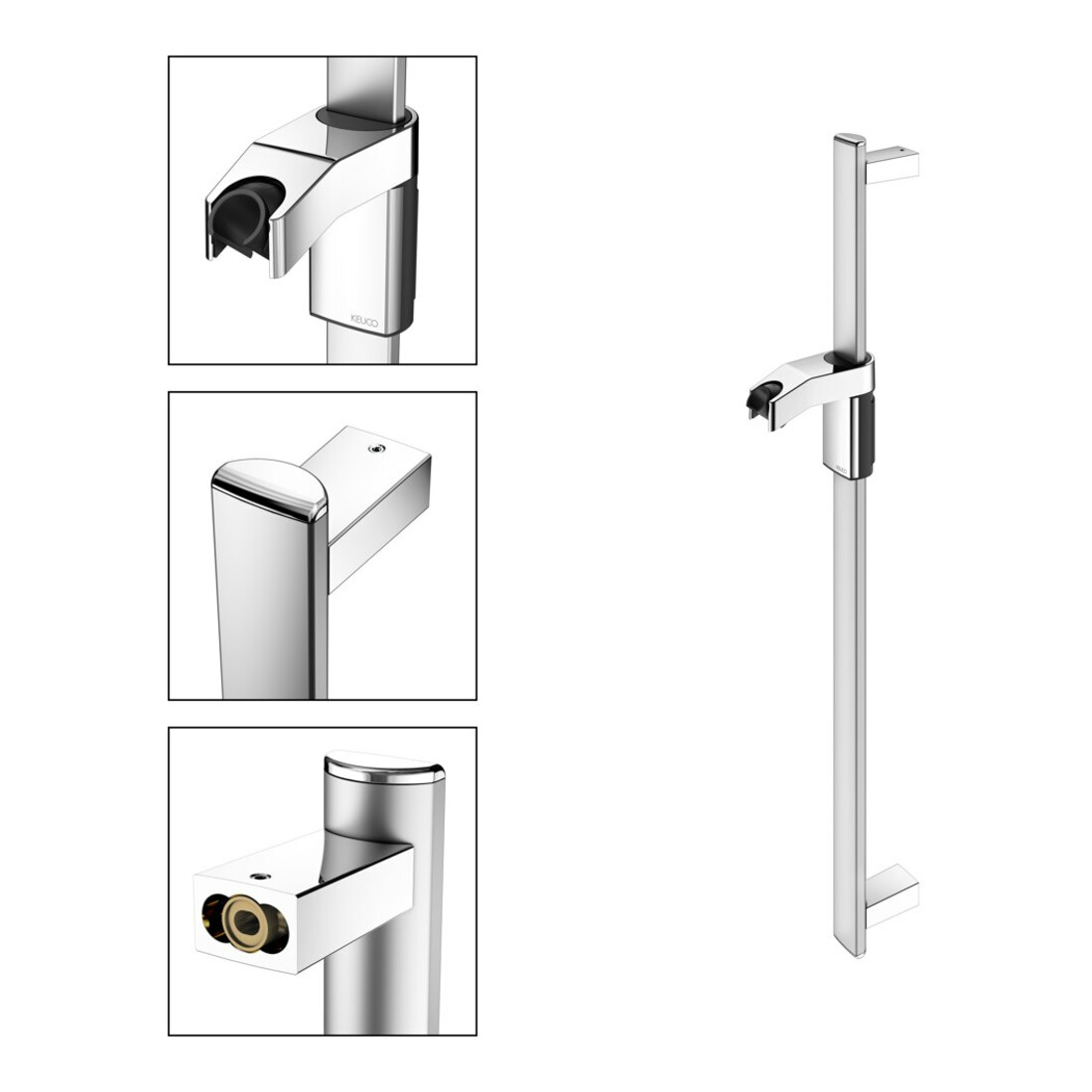 Keuco Brausestange AXESS 800mm, Alu silber-eloxiert/verchromt