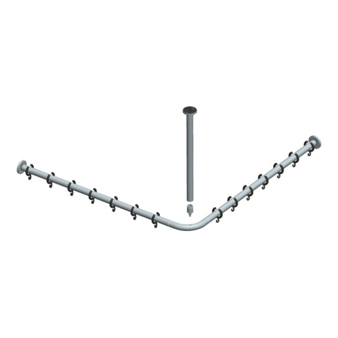 Keuco Brausevorhangstangen-Set Plan Alu silber-eloxiert, für Dusche 80x80cm