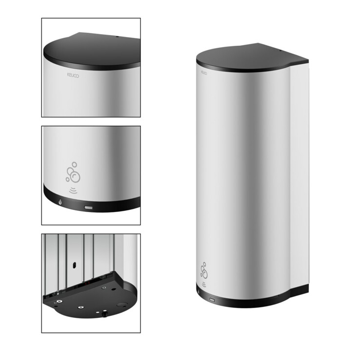 Keuco Distributeur de mousse Plan modèle encastré, électr., alu anodisé argent/noir