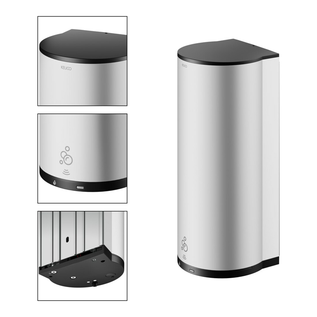 Keuco Distributeur de mousse Plan modèle encastré, électr., alu anodisé argent/noir