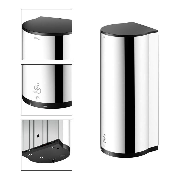Keuco Distributeur de mousse Plan modèle encastré, électrique, chromé / noir