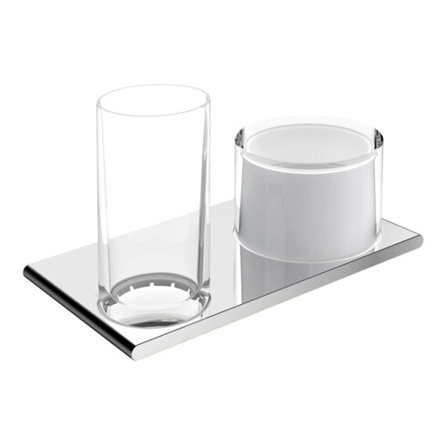 Keuco Doppelhalter Edition 400 verchromt, m Echtkr.-Glas u. Lotionssp.